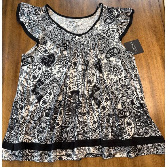 Ellen Tracy Women's Yours to Love Flutter Sleeve Paisley Top Size Large - Picture 3 of 7